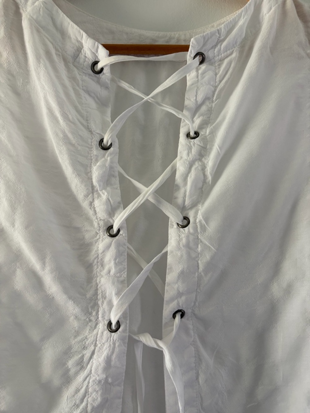 Anthropologie Cloth & Stone Size S White Back Lace-Up Top Cottagecore Festival - Picture 4 of 9